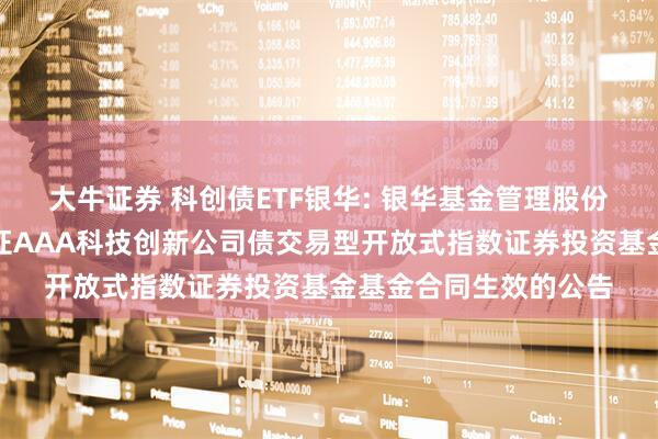 大牛证券 科创债ETF银华: 银华基金管理股份有限公司关于银华中证AAA科技创新公司债交易型开放式指数证券投资基金基金合同生效的公告